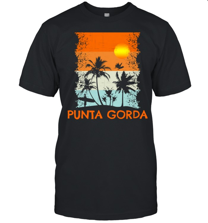 Punta Gorda Florida Palm Tree Retro Beach Family Vacation shirt
