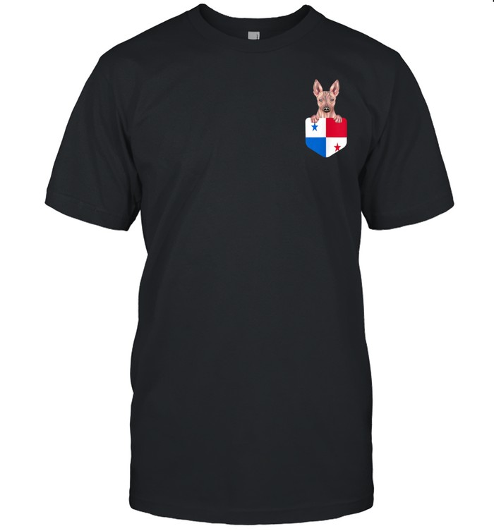Panama Flag American Hairless Terrier Dog In Pocket shirt