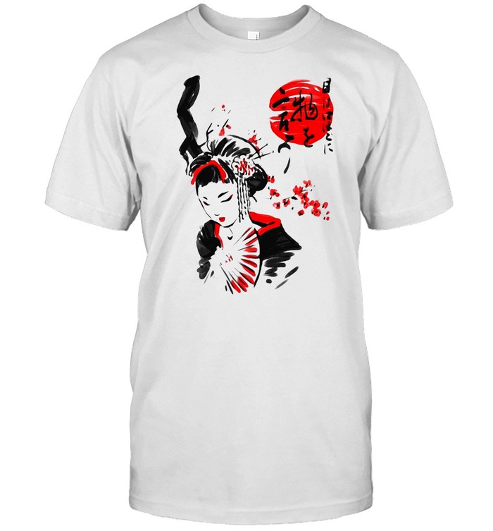 Geisha Sumie Traditional Japanese Art Design T-shirt