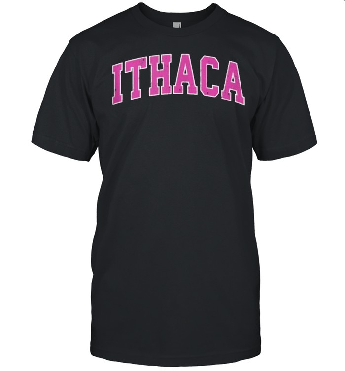 Ithaca New York NY Vintage Sports Design Pink T-Shirt