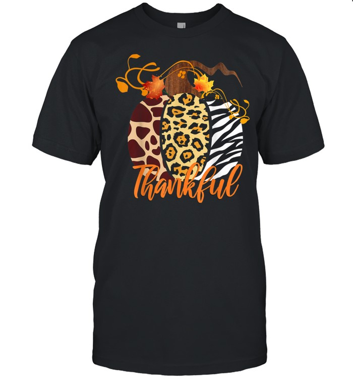 Animal Leopard Print Pumpkin Thankful Fall Harvest Halloween shirt