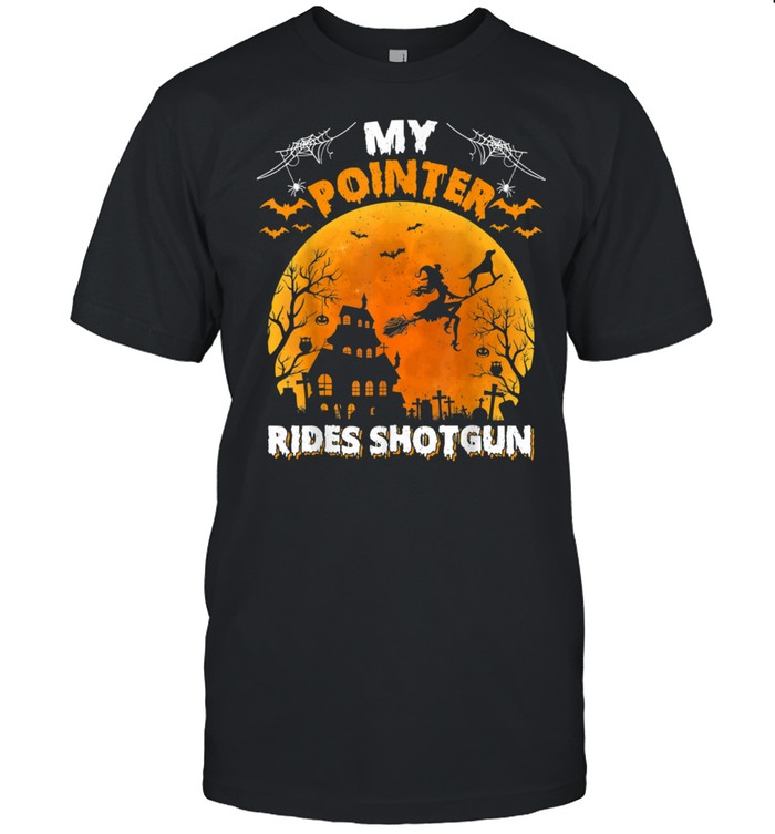 My Pointer Rides Shotgun Pointer Dog Halloween shirt Classic Men's T-shirt