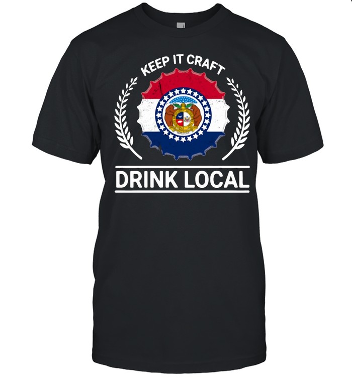 Drink Local Missouri Vintage State Flag Beer Bottle Cap T-shirt