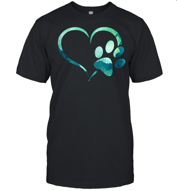 Light Green Watercolor Dog Paw Print Heart For Dogs shirt