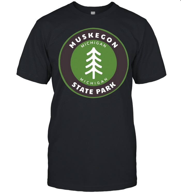 Muskegon State Park Michigan Outdoors MI Forest Badge T-shirt