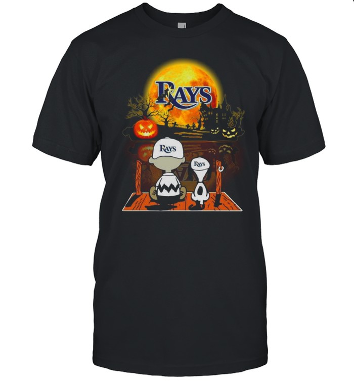 Snoopy and Charlie Brown Pumpkin Tampa Bay Rays Halloween Moon shirt Classic Men's T-shirt