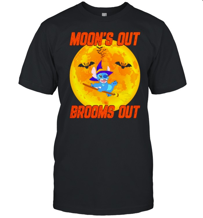 Stitch Halloween moon’s out brooms out shirt