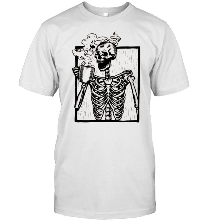 Distressed Skeleton Vintage Picture Smiling Skull Coffee shirt