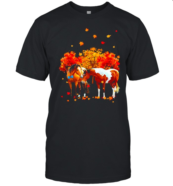 Horse Hello Fall Autumn Leave Tree Halloween Shirt