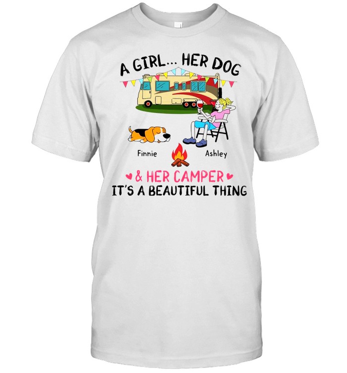 A girl her dog finnie ashley and her camper it’s a beautiful thing shirt Classic Men's T-shirt