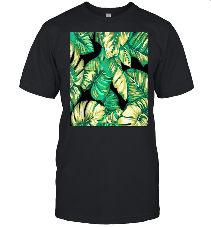 Green and Khaki Tropical Leaves Monstera Banana shirt