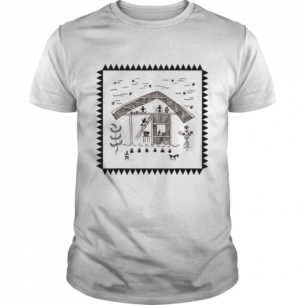 Black Ink Warli Home Sweet Home shirt Classic Men's T-shirt