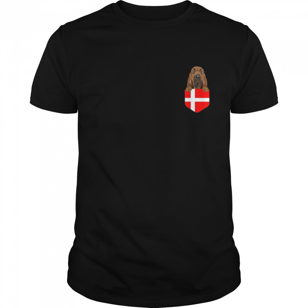 Denmark Flag Bloodhound Dog In Pocket shirt Classic Men's T-shirt