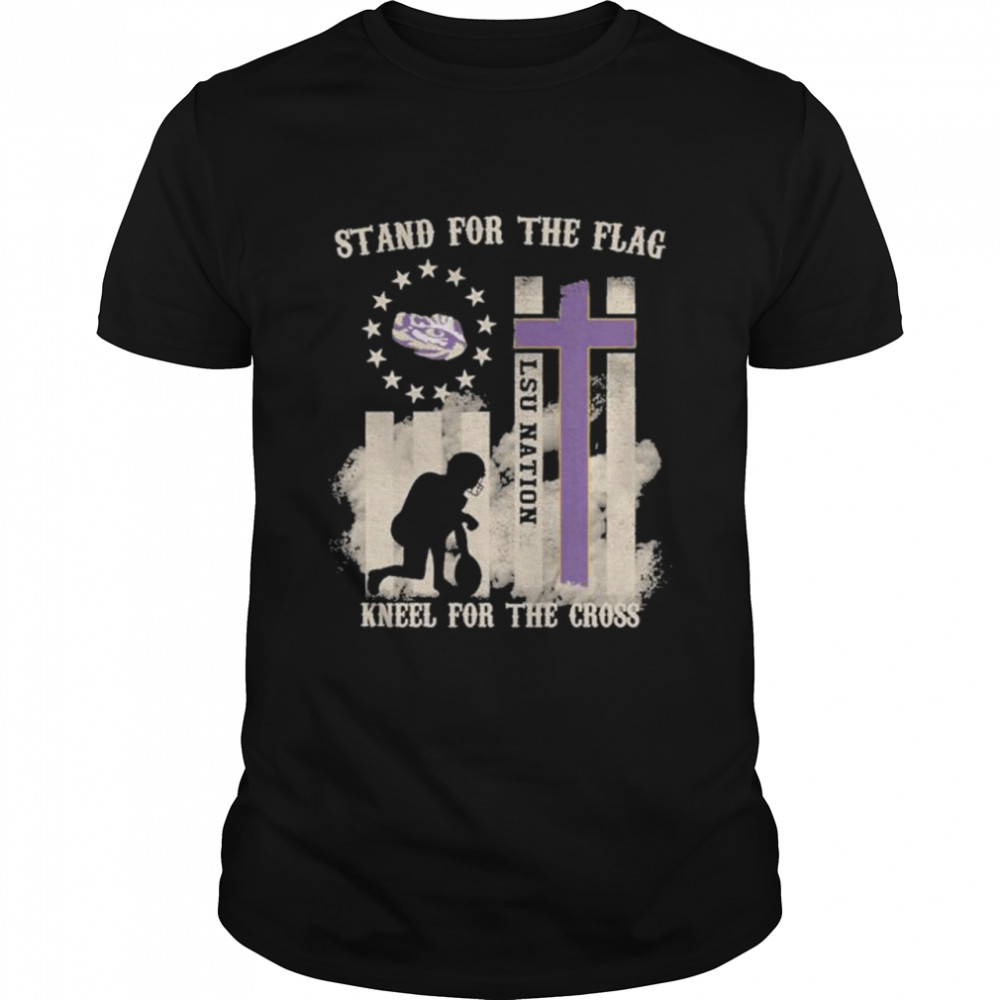 Rhinestone LSU Tigers stand for the flag kneel for the cross shirt