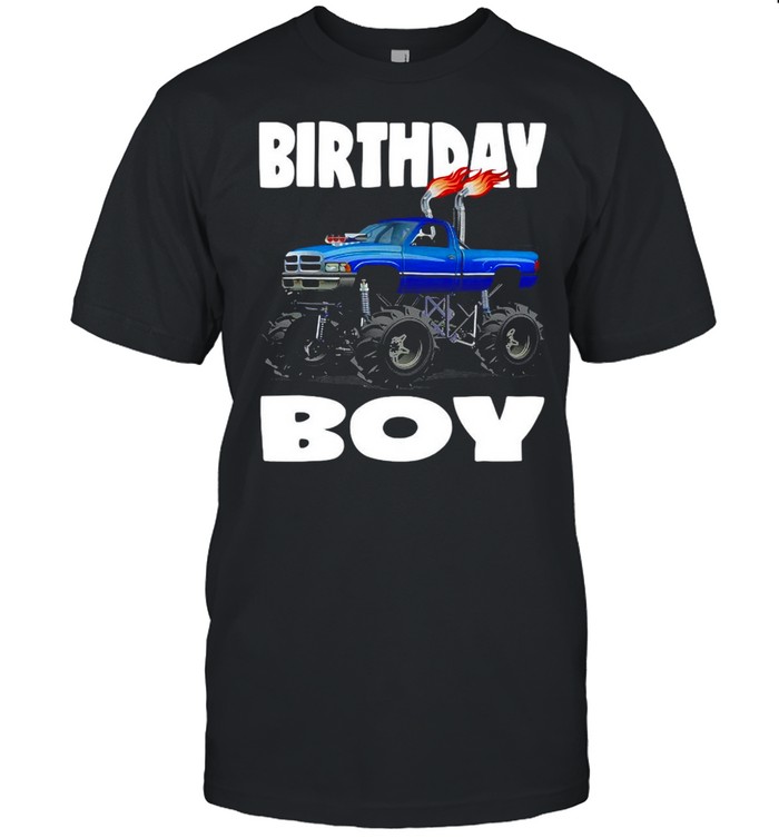 Birthday Boy Fire Monster Truck Party Kids Boys T-shirt