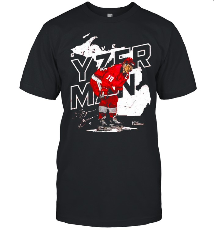 Detroit Red Wings Steve Yzerman player map shirt