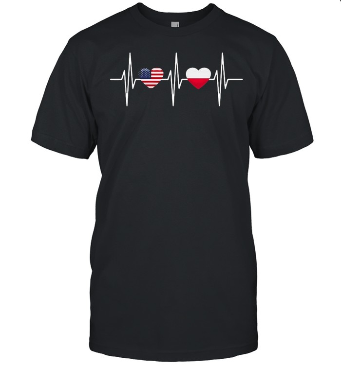 Usa Poland Shirt Heartbeat America Poland Flag Heart T-shirt