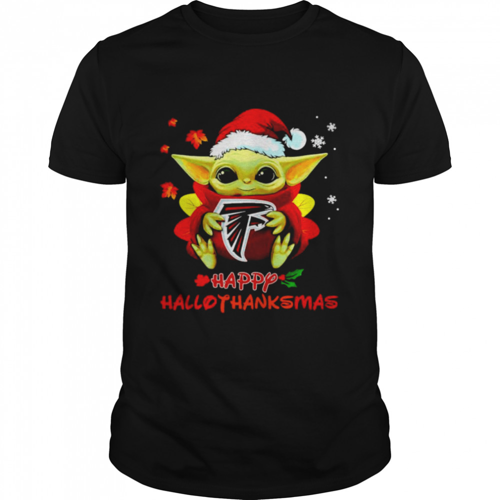 Baby Yoda Falcons happy Hallothanksmas shirt