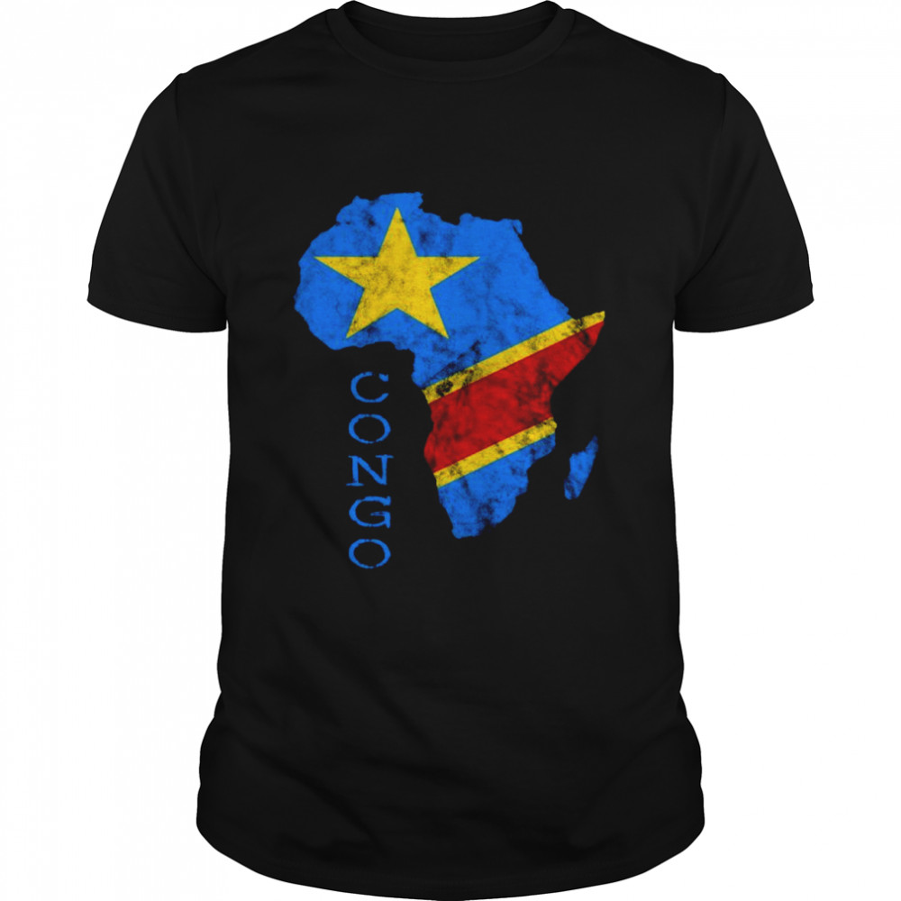 Congo Africa Map Congolese Flag African Roots DRC Pride Shirt