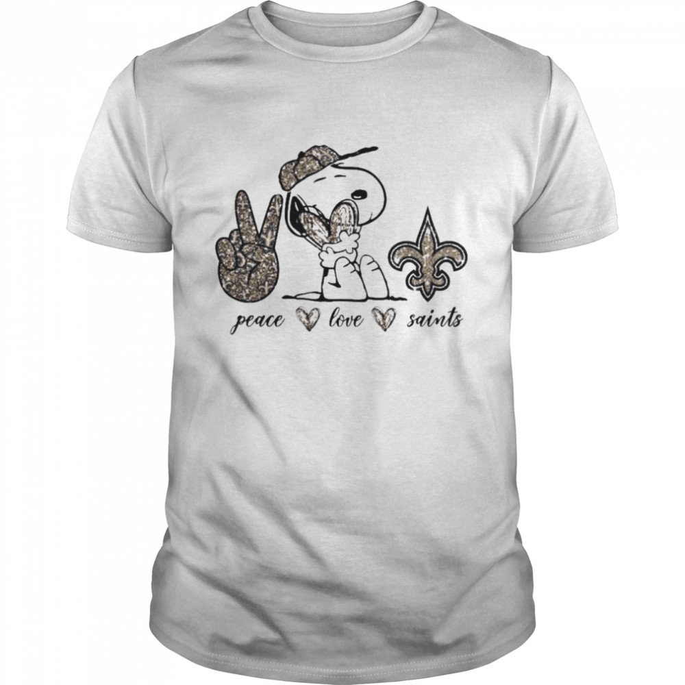 Snoopy peace love New Orleans Saints shirt