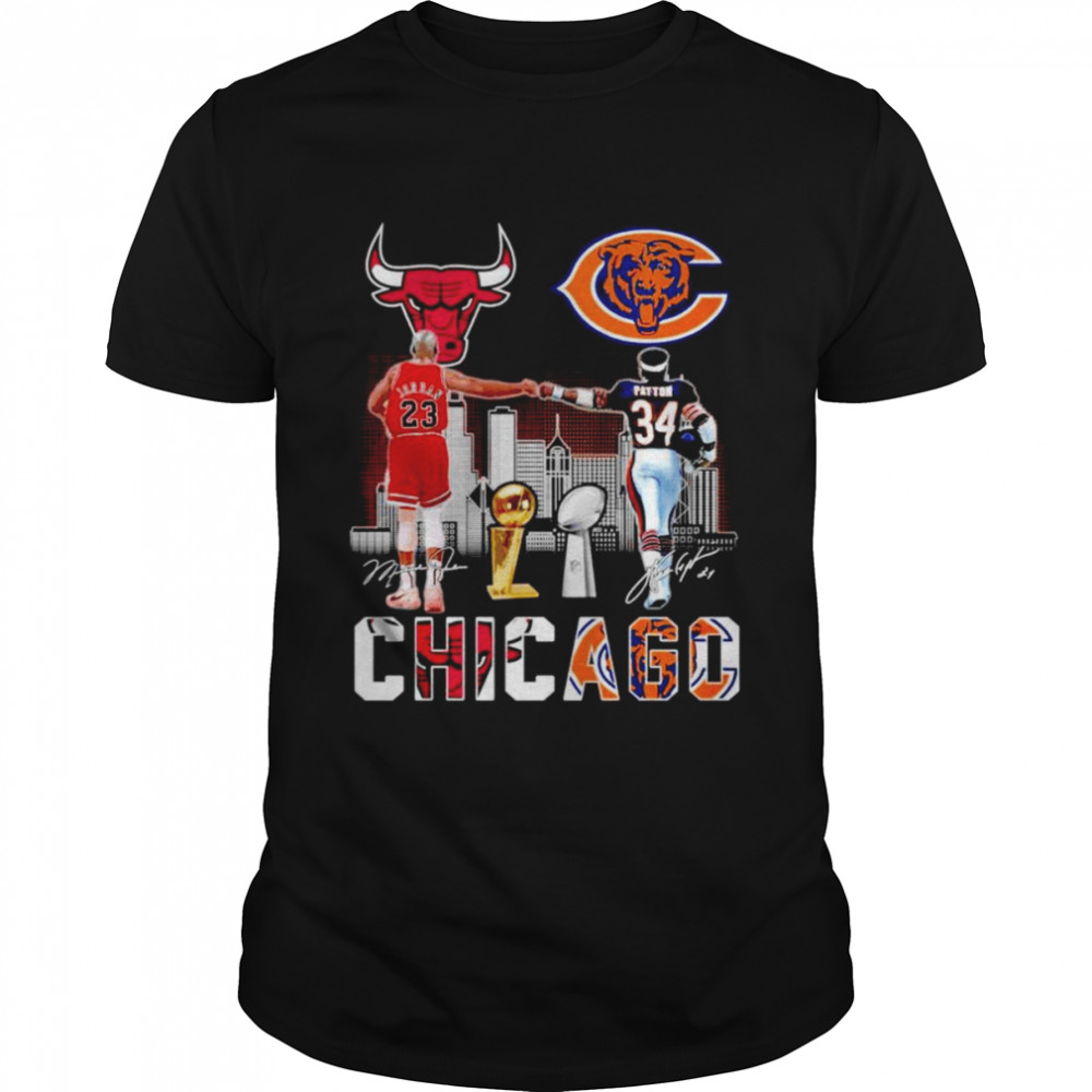Chicago Michael Jordan Walter Payton signatures T-shirt