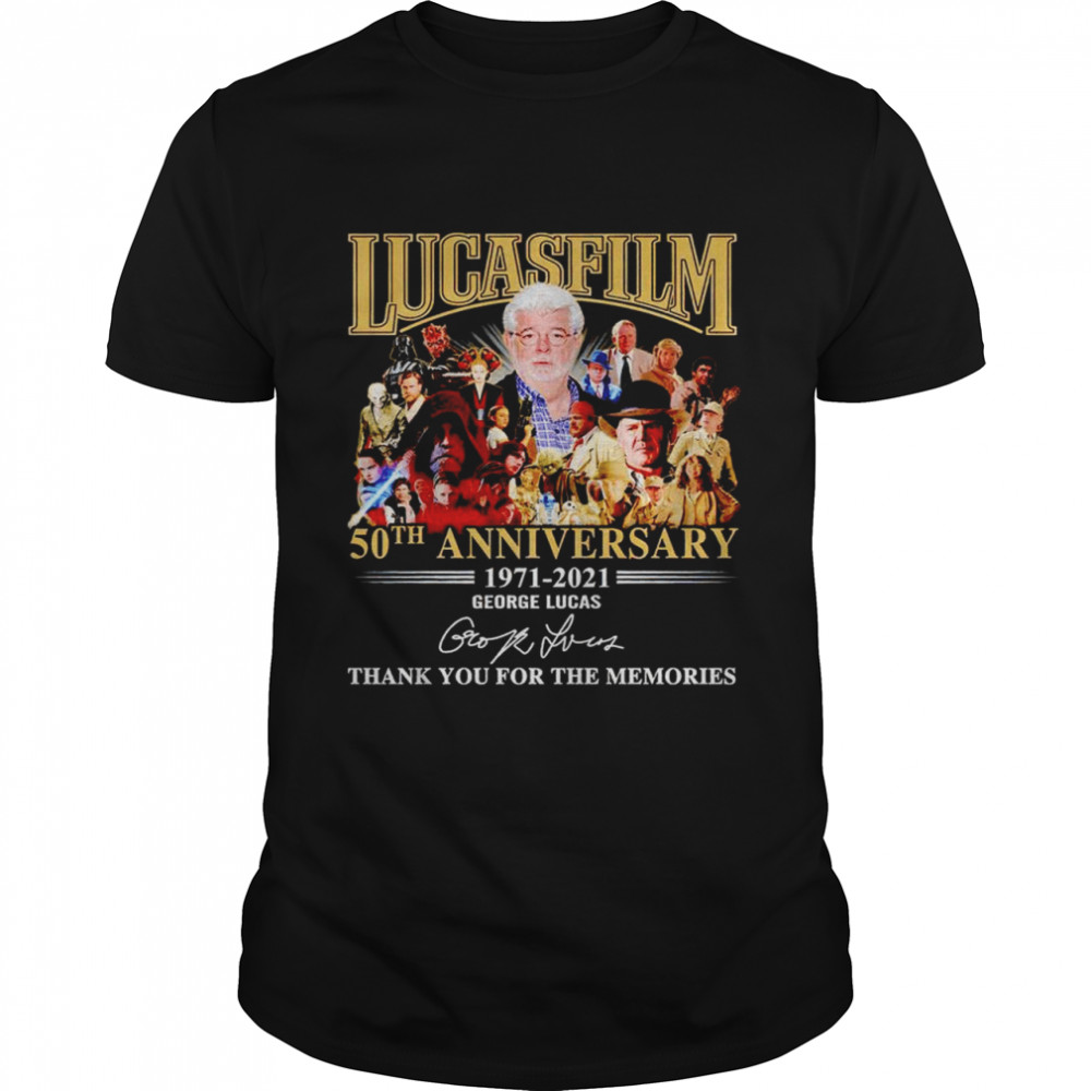Lucasfilm 50th anniversary 1971 2021 George Lucas signature thank you for the memories shirt