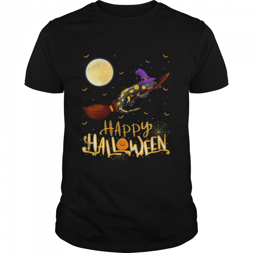 Happy Halloween Costumes Salamander Witch Drive Broom Shirt