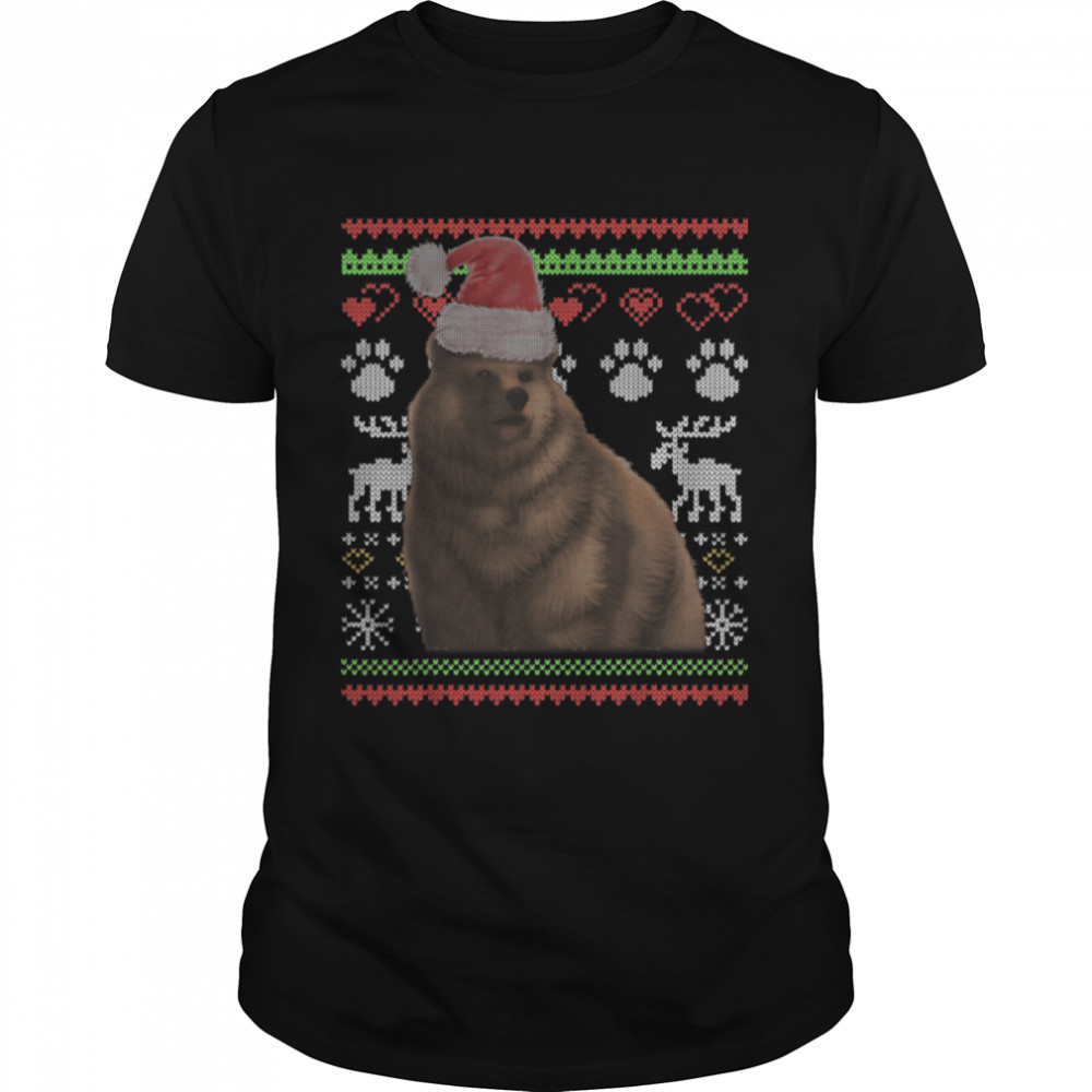 Bear Santa Claus Ugly Christmas Pattern X-Mas T-Shirt B09JSYTN9Y