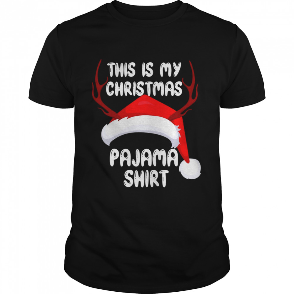 This Is My Christmas PyjamaShirt, WeihnachtsmannMütze, lustig, für Herren Langarmshirt Shirt