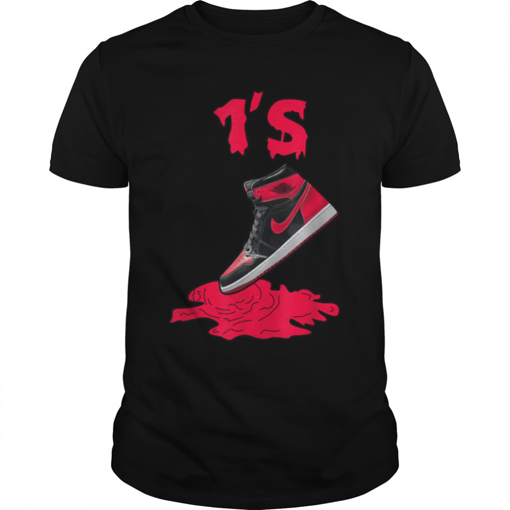 1 High OG Patent Bred Sneaker Match Shoes Drip Christmas T-Shirt B09JVNNY7R