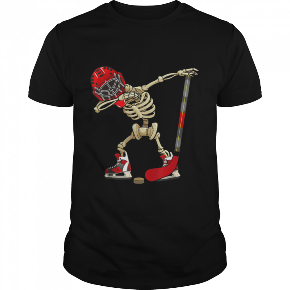 Dabbing Skeleton Hockey Halloween Costume T-Shirt B09JS4C377