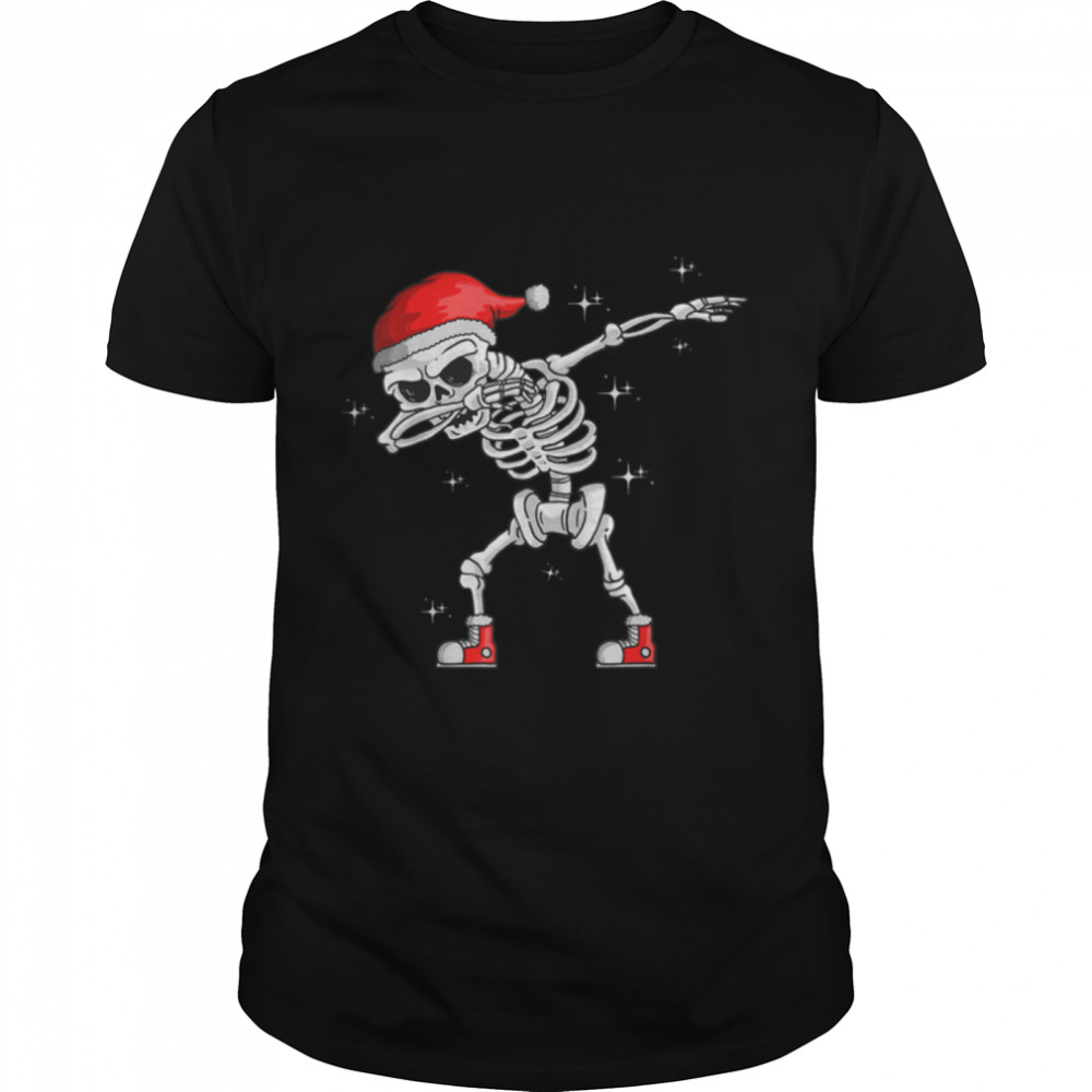 Dabbing Skeleton Santa T-shirt Funny Christmas Kids T-Shirt T-Shirt B09JT78ZMC
