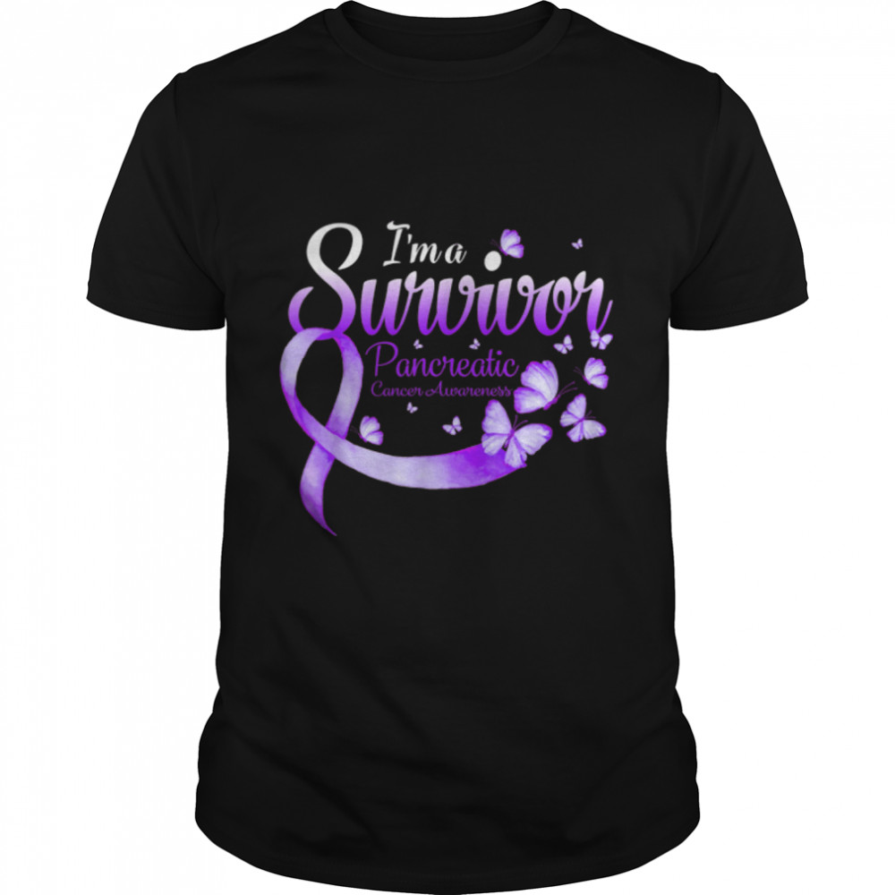 I’m A Survivor Pancreatic Cancer Awareness Butterfly T-Shirt B09JZSMC4N