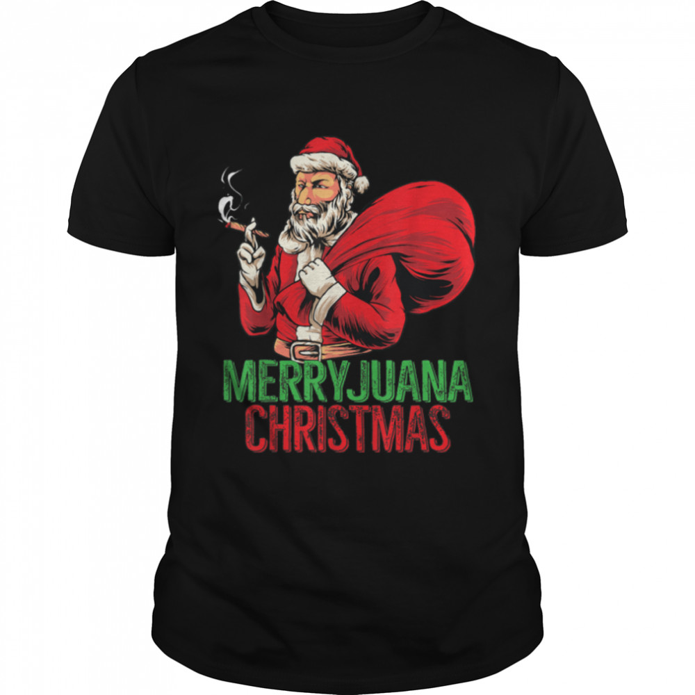 Merryjuana Christmas Funny Santa Marijuana Weed Christmas T-Shirt B09JYV2X9Z