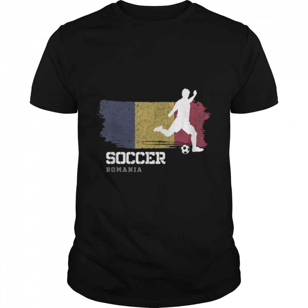 Soccer Romania Flag Football Team Soccer Player T-Shirt B09K1Z43K4