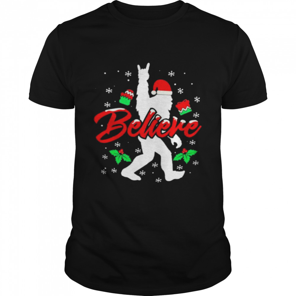 Santa Bigfoot Believe Christmas shirt