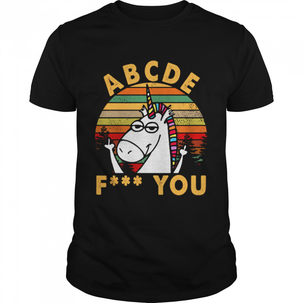 Unicorn Abcde Fuck You Vintage Retro T-Shirt
