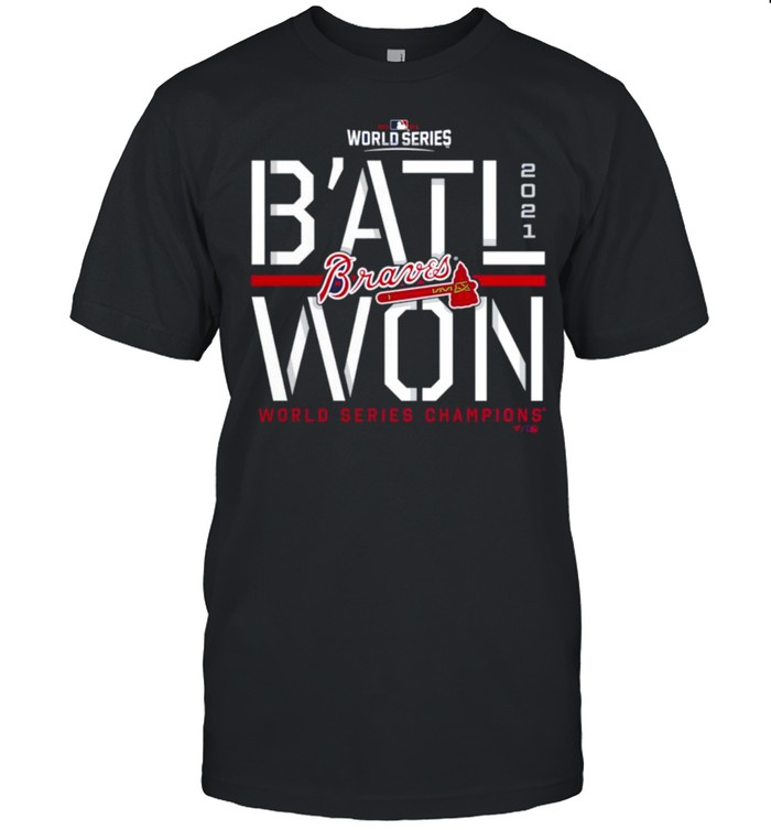 b’ATL WON Atlanta Braves Fanatics Branded Navy 2021 World Series Champions Steal T-Shirt