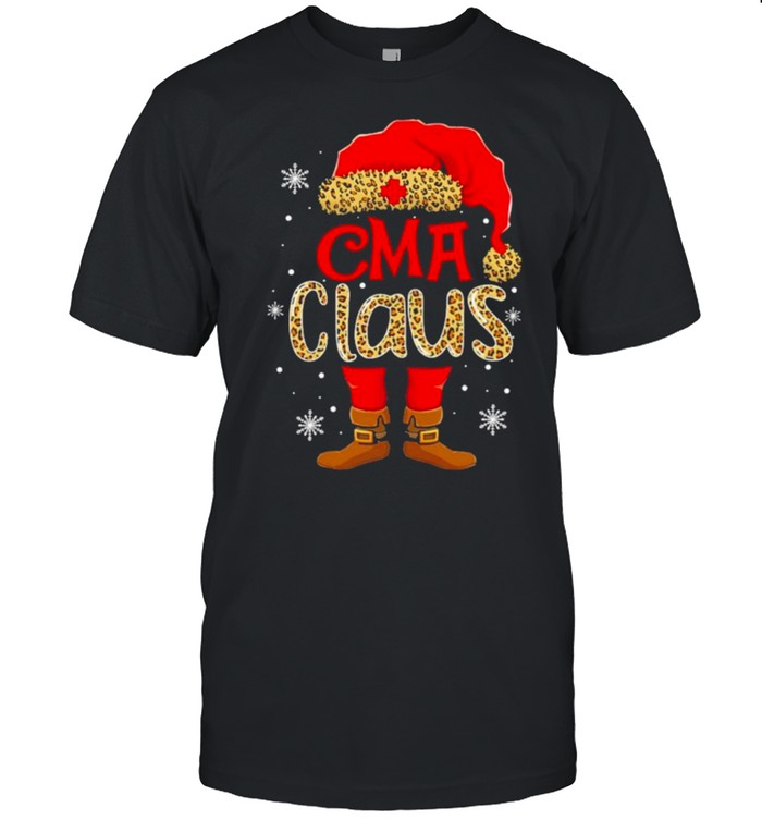 Santa and Elf CMA Claus Leopard Merry Christmas Shirt