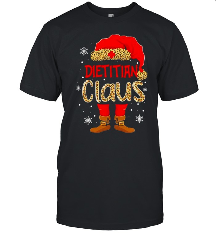 Santa and Elf Dietitian Claus Leopard Merry Christmas Shirt