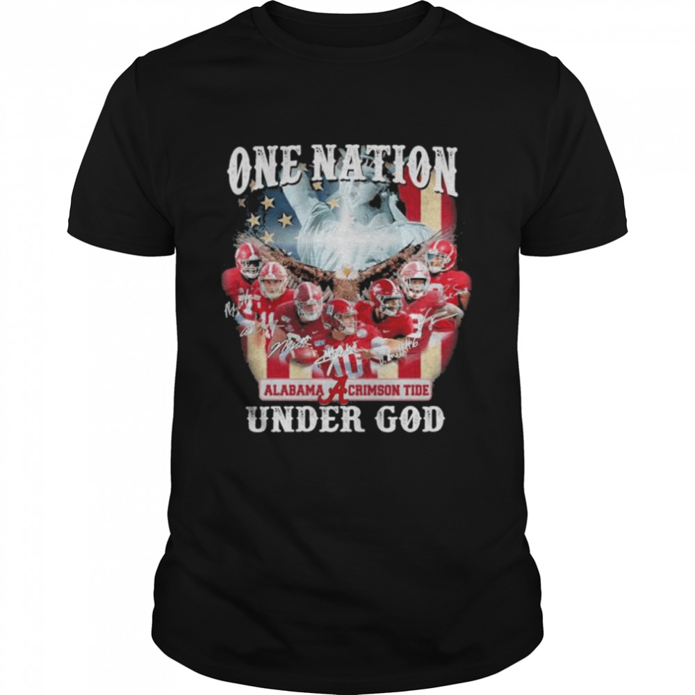 Alabama Crimson Tide one nation under god American flag signatures shirt