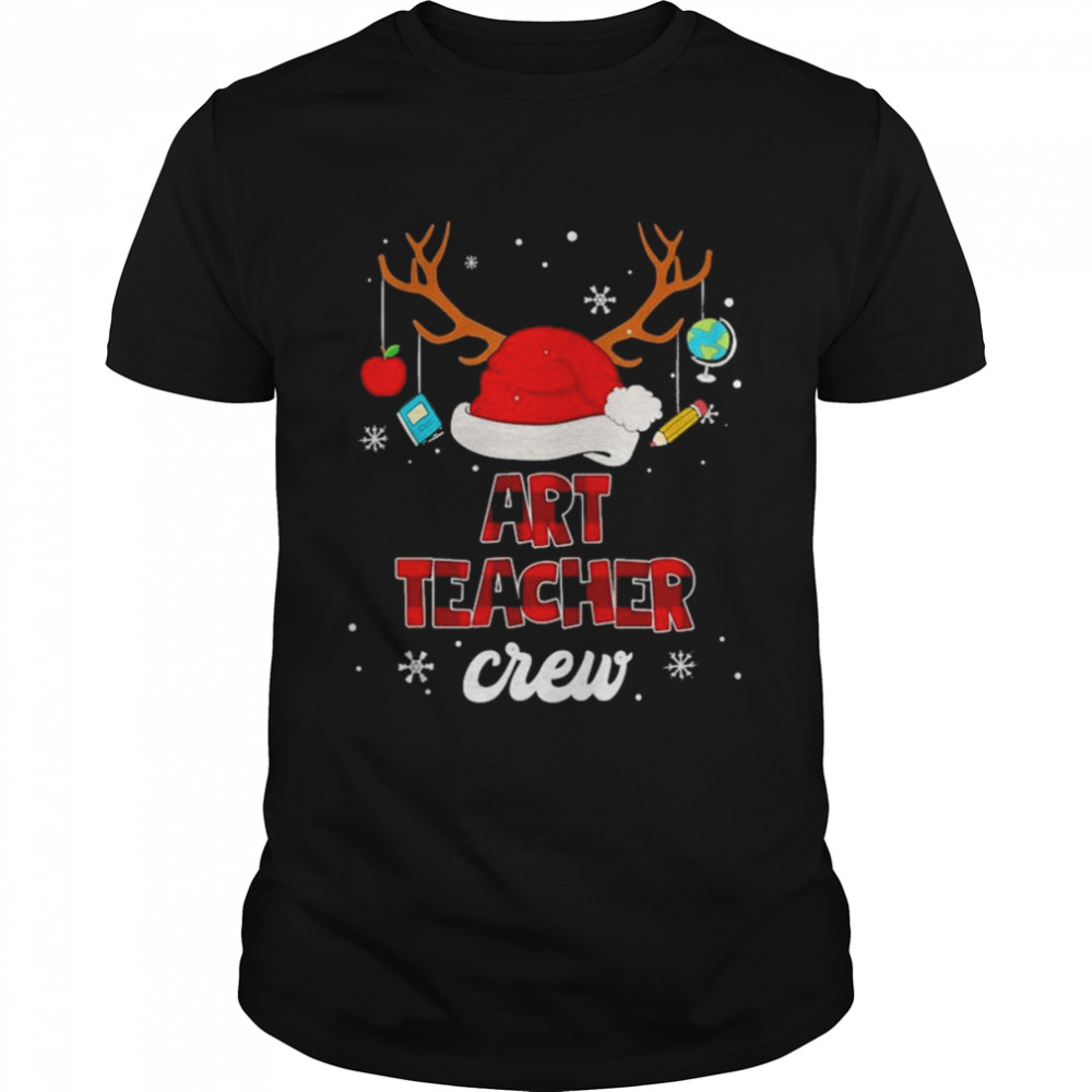 Santa and Reindeer Art Teacher Crew Merry Christmas shirt