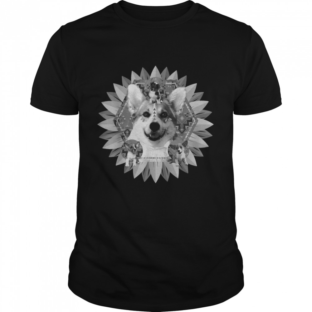 Retro Sunflower Indie Aesthetic Dog Vaporwave Shirt