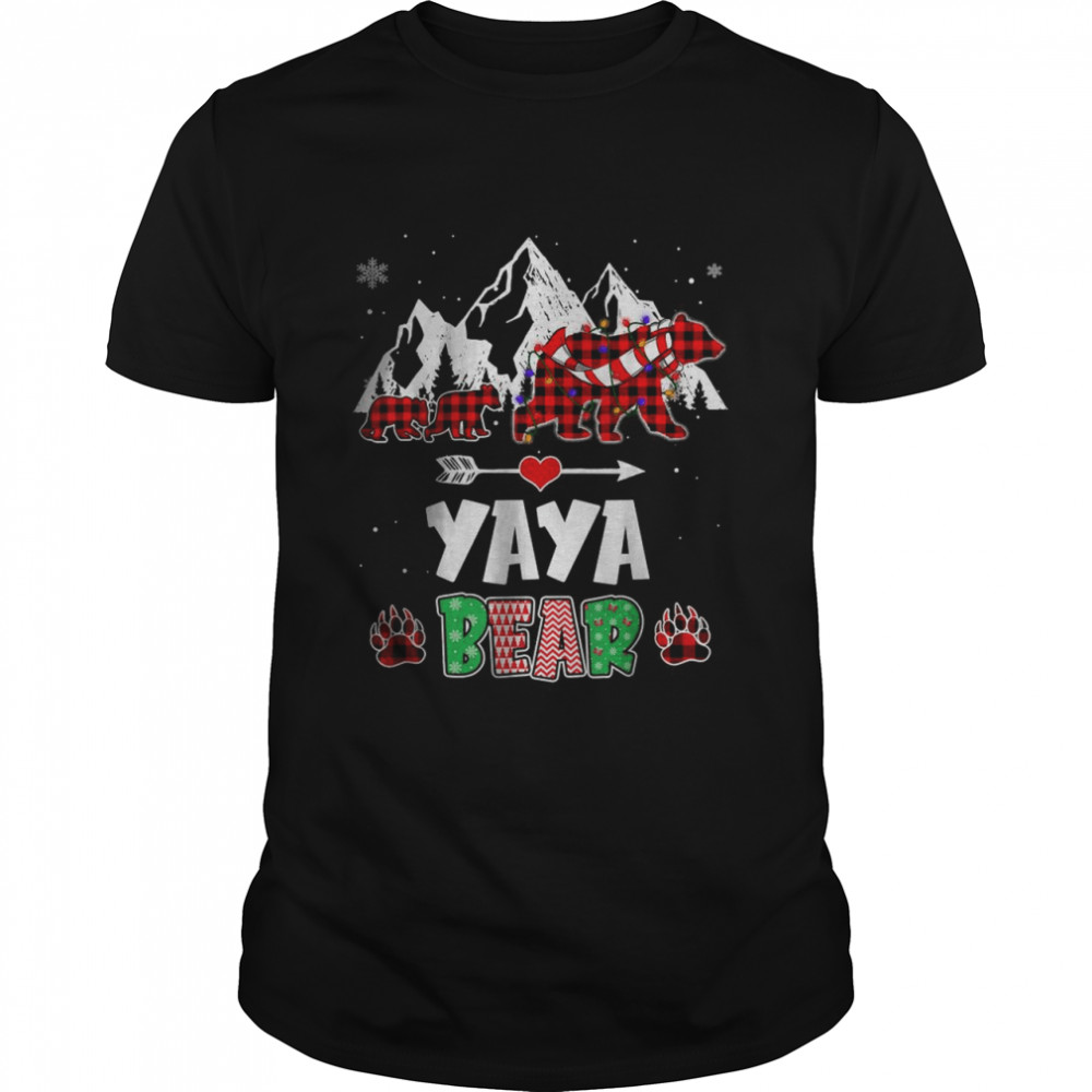 Matching Family Buffalo Plaid Yaya Bear Wearing Christmas T-Shirt
