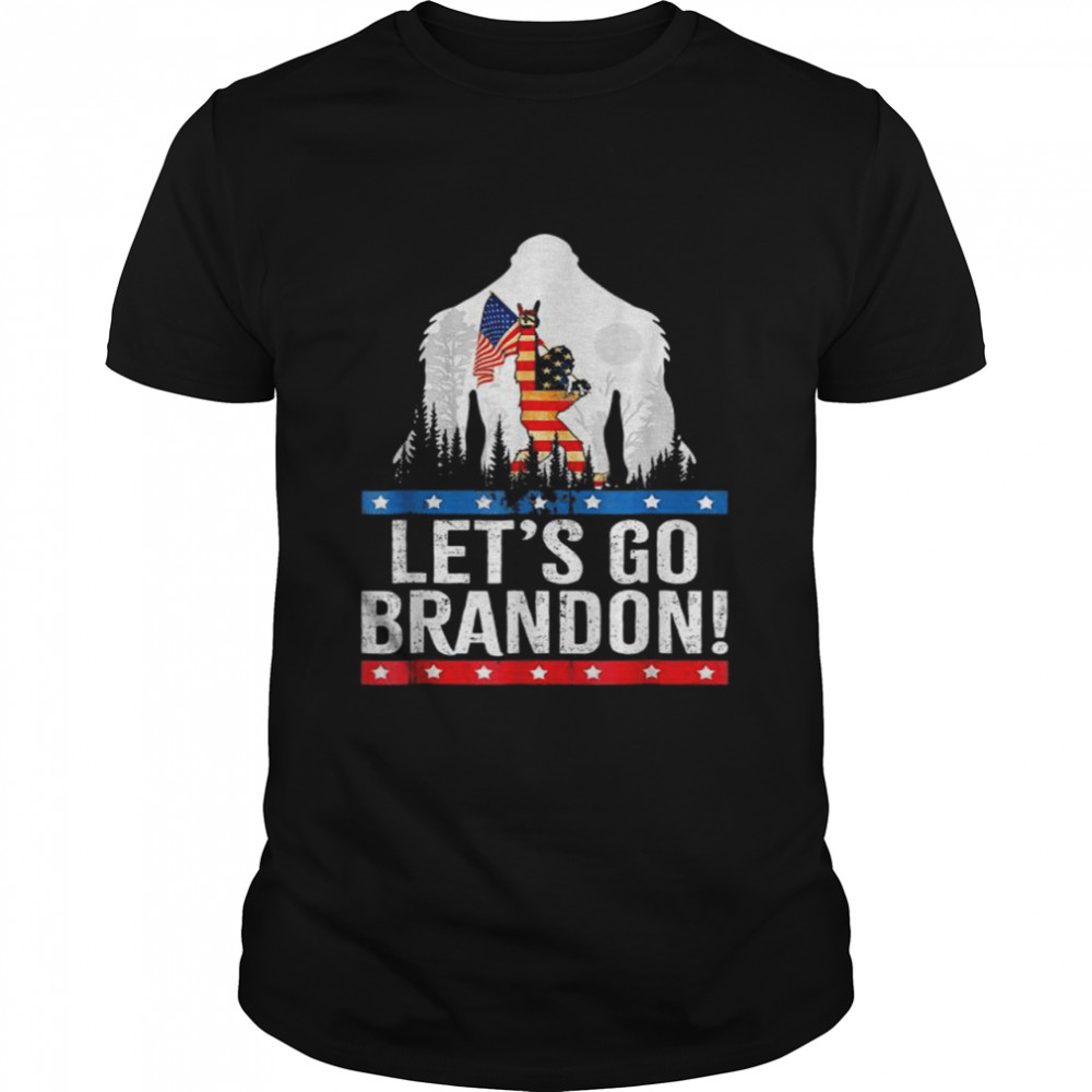 Bigfoot Hiking American flag let’s go brandon shirt