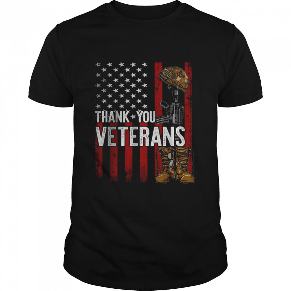 Patriotic Thank You American Flag Veterans Proud Veteran T-Shirt