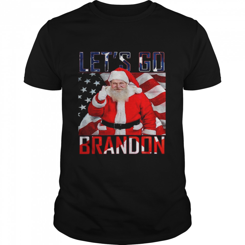 Santa Claus good let’s go brandon American flag Christmas shirt