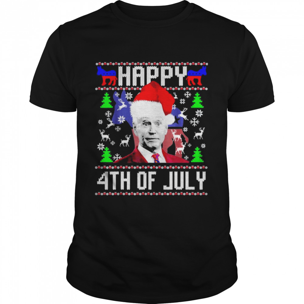 Santa Biden Happy 4th of July Ugly Christmas Sweater T-Shirt