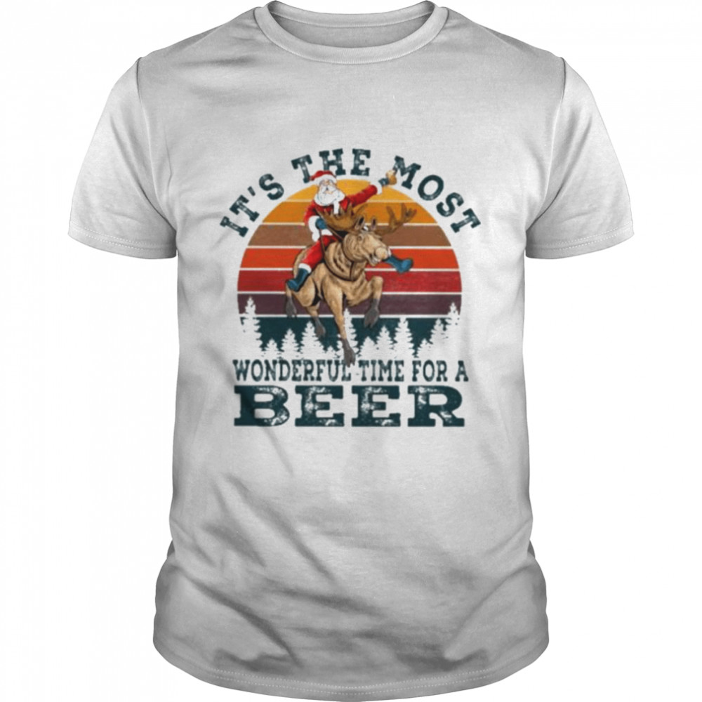 Santa Claus Riding Reindeer it’s the most wonderful time for a Beer vintage Christmas shirt