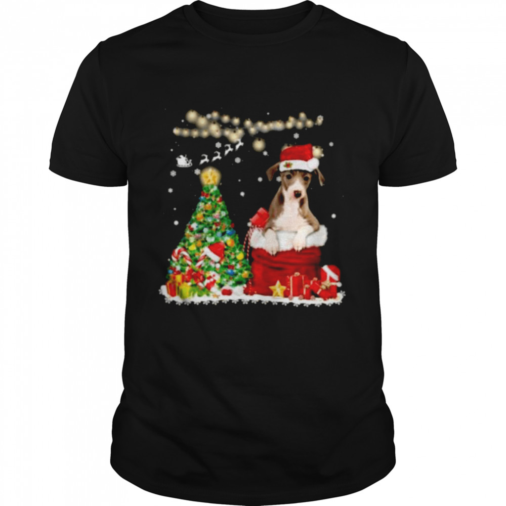 Santa Greyhound Merry Christmas Tree shirt